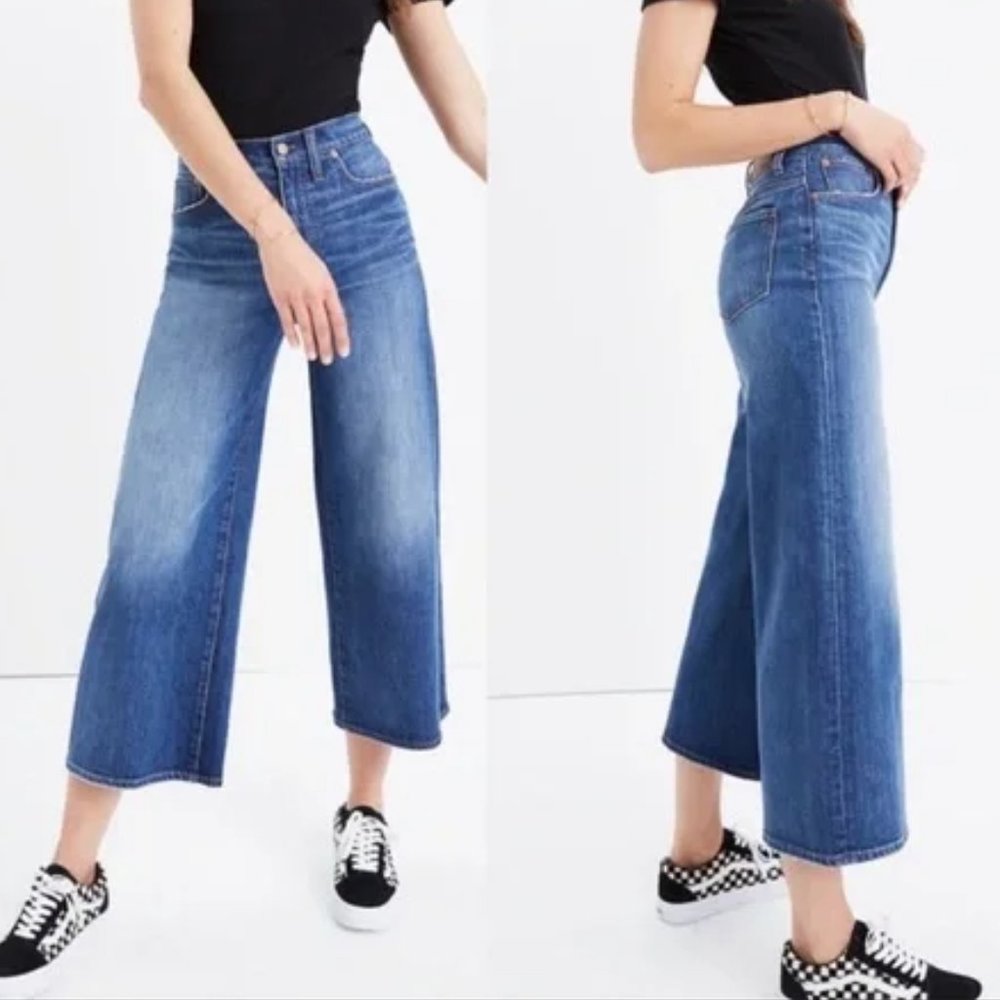 MADEWELL HIGH RISE WIDE-LEG CROP JEANS CAPRIS STRETCH DENIM sz 30